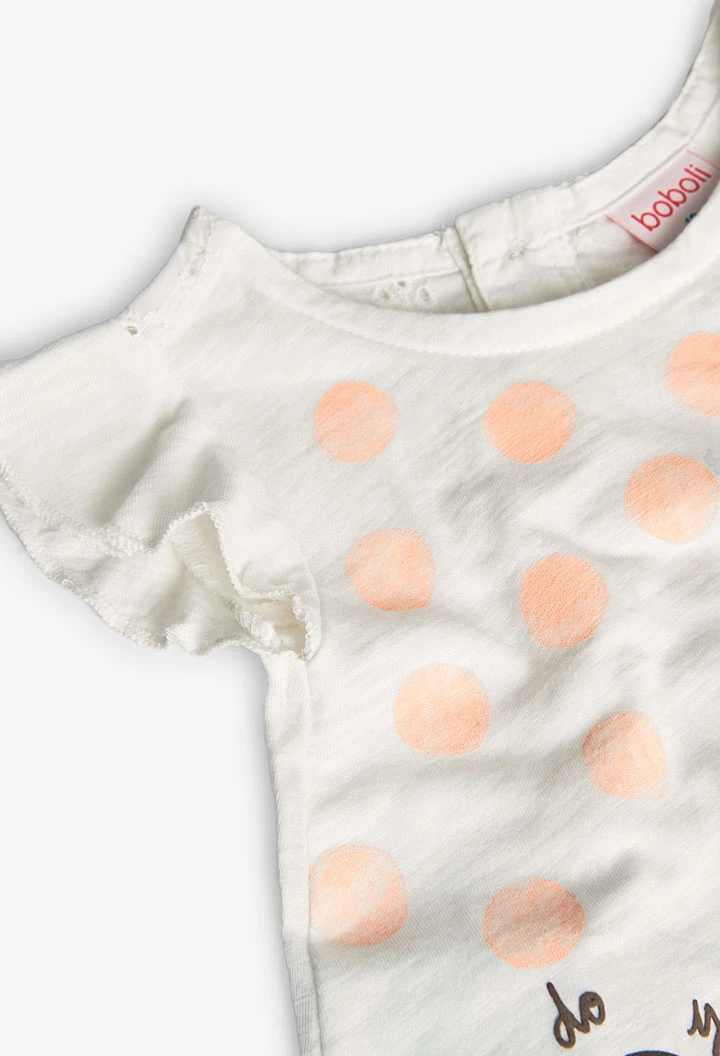 Maglietta in maglia per bambina bianca combinata