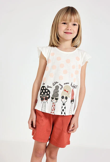 Maglietta in maglia per bambina bianca combinata