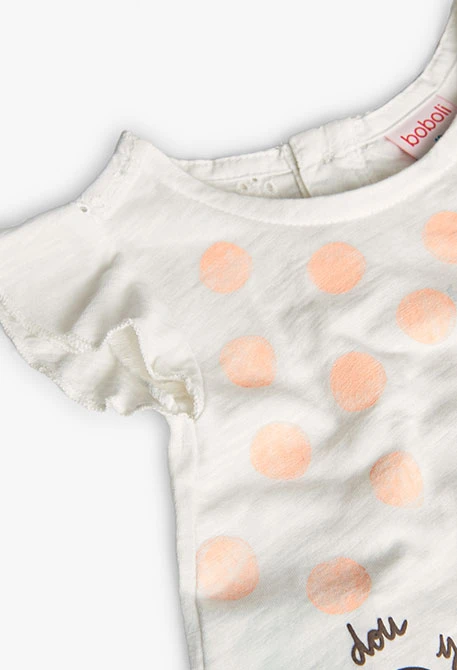 Camiseta de punto para bebé  niña en color blanca combinada