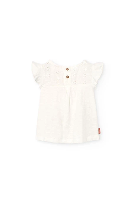 Camiseta de punto para bebé  niña en color blanca combinada