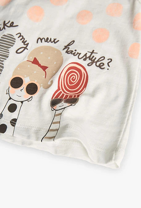 Camiseta de punto para bebé  niña en color blanca combinada