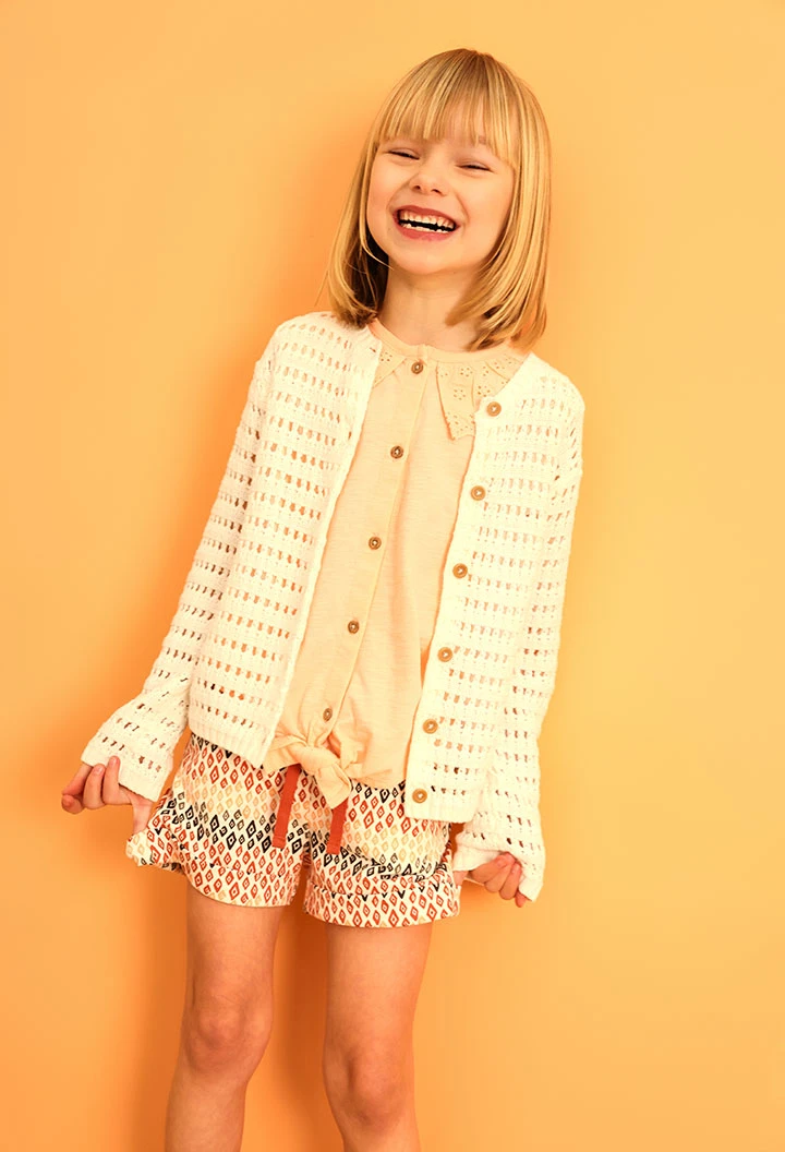 Short en tricot pour bébé fille avec imprimé multicolore
