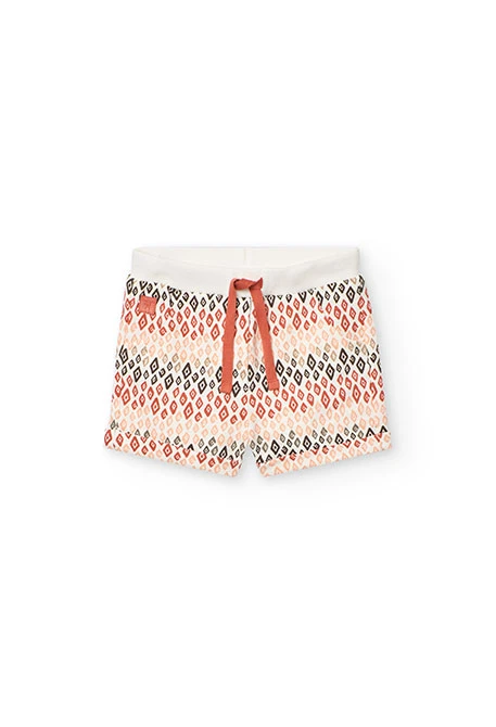 Calções de tricô para bebé menina com estampado multicolor.