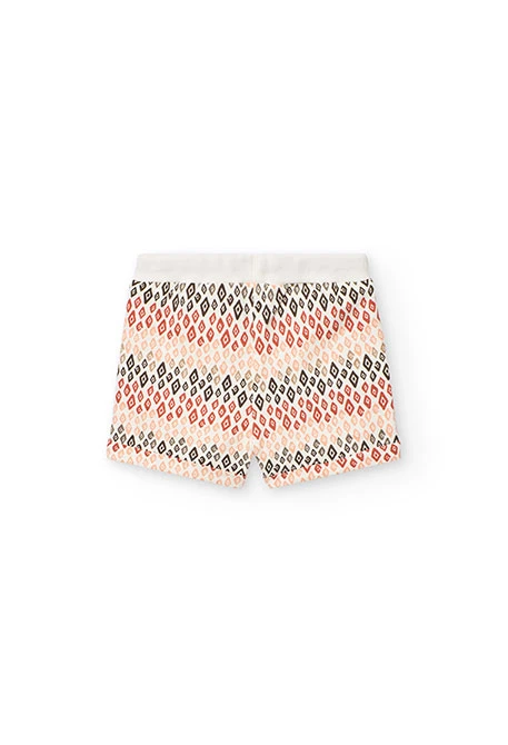 Calções de tricô para bebé menina com estampado multicolor.