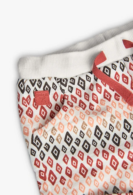 Calções de tricô para bebé menina com estampado multicolor.