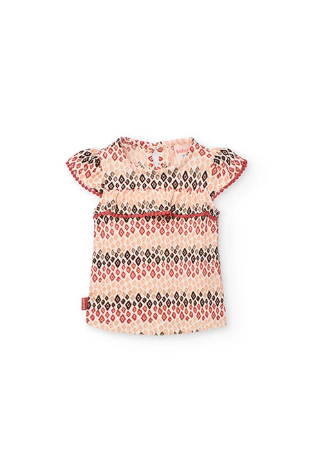 Maglietta in maglia per neonata in colore pastello con stampa