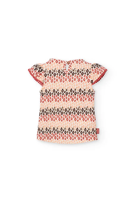 T-shirt de malha para bebé menina em cor pastel com estampado