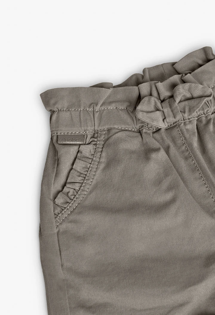 Gabardine shorts for baby girl in brown colour
