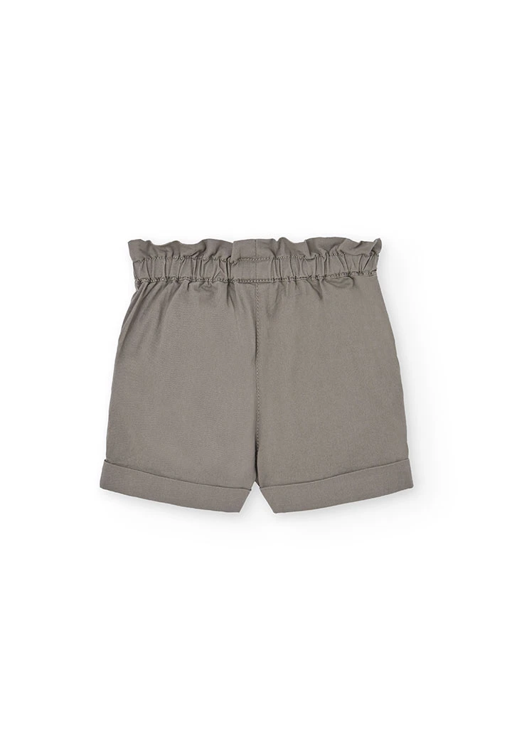 Bermuda en gabardine pour bébé fille de couleur marron