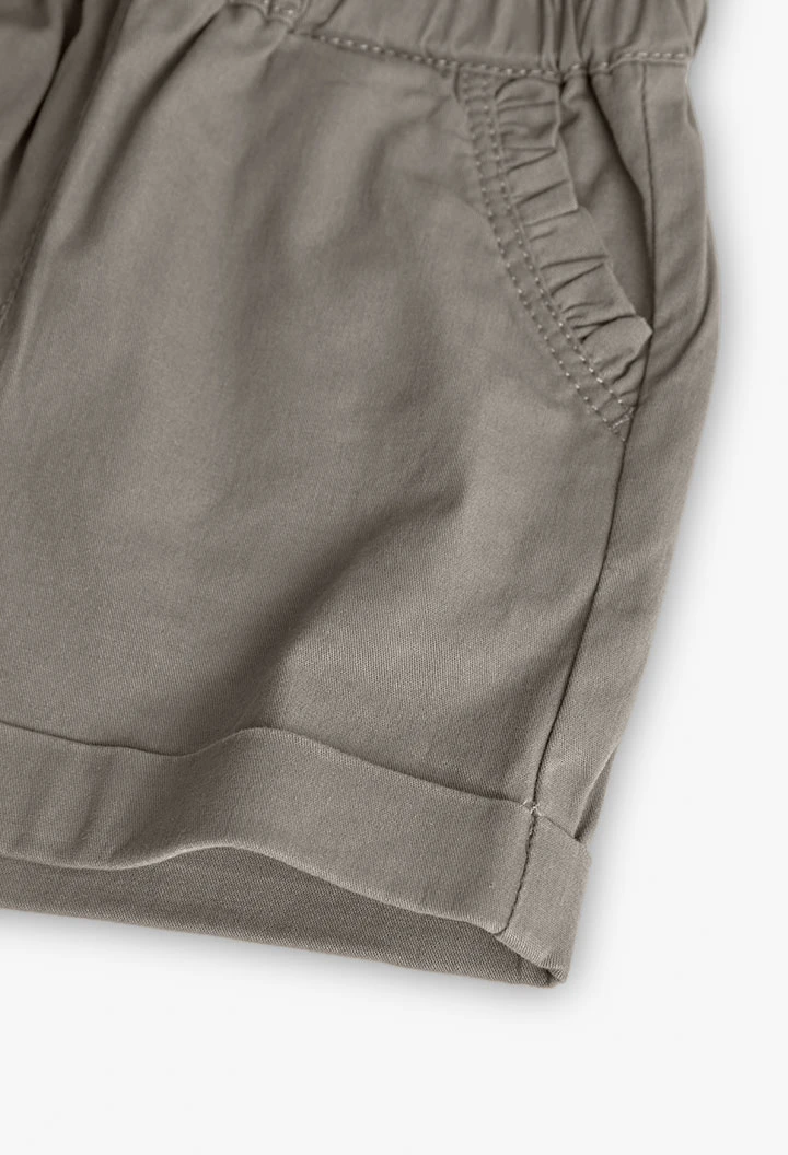 Bermuda en gabardine pour bébé fille de couleur marron