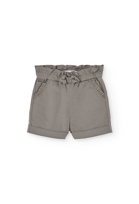 Bermudas de sarja para bebé menina em cor castanha