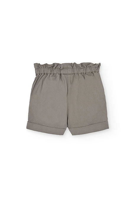 Bermudas de sarja para bebé menina em cor castanha