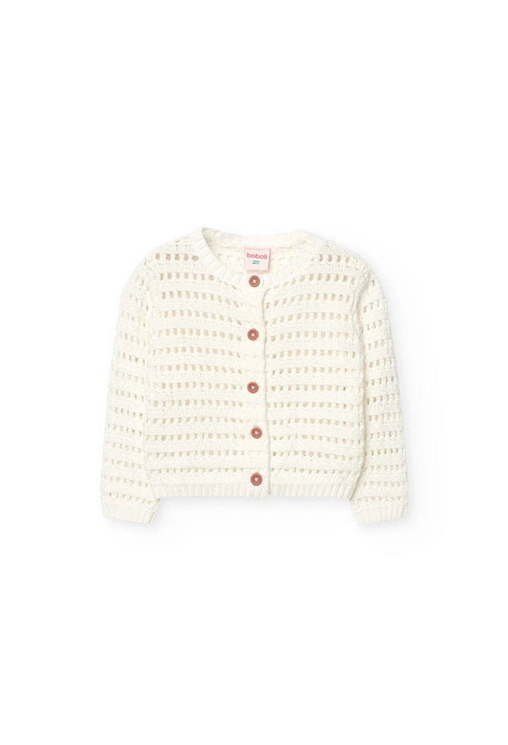 Veste en tricot pour bébé fille en blanc