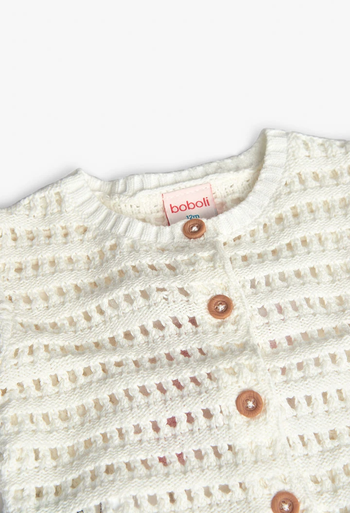 Veste en tricot pour bébé fille en blanc
