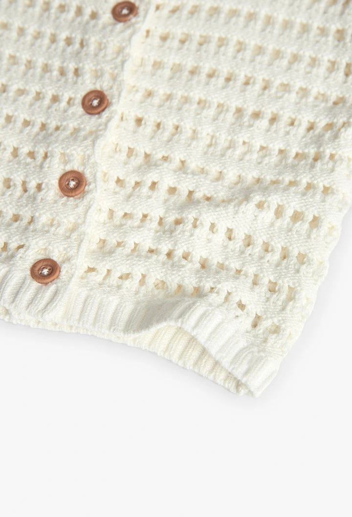 Veste en tricot pour bébé fille en blanc
