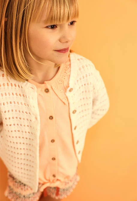 Giacca in maglia per bambina neonata in bianco