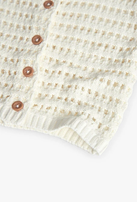 Tricot-Jacke für Baby-Mädchen in Weiß