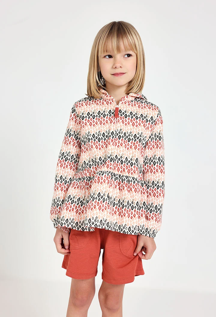 Cardigan per neonata con stampa multicolore.