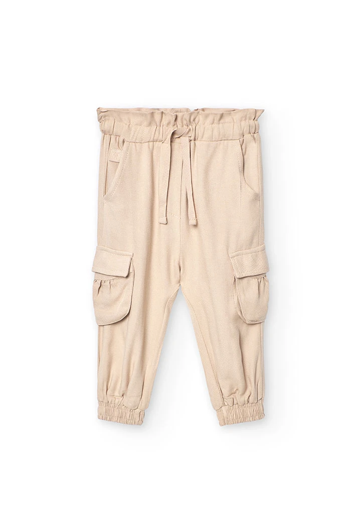 Pantalon en sergé pour bébé fille en couleur beige