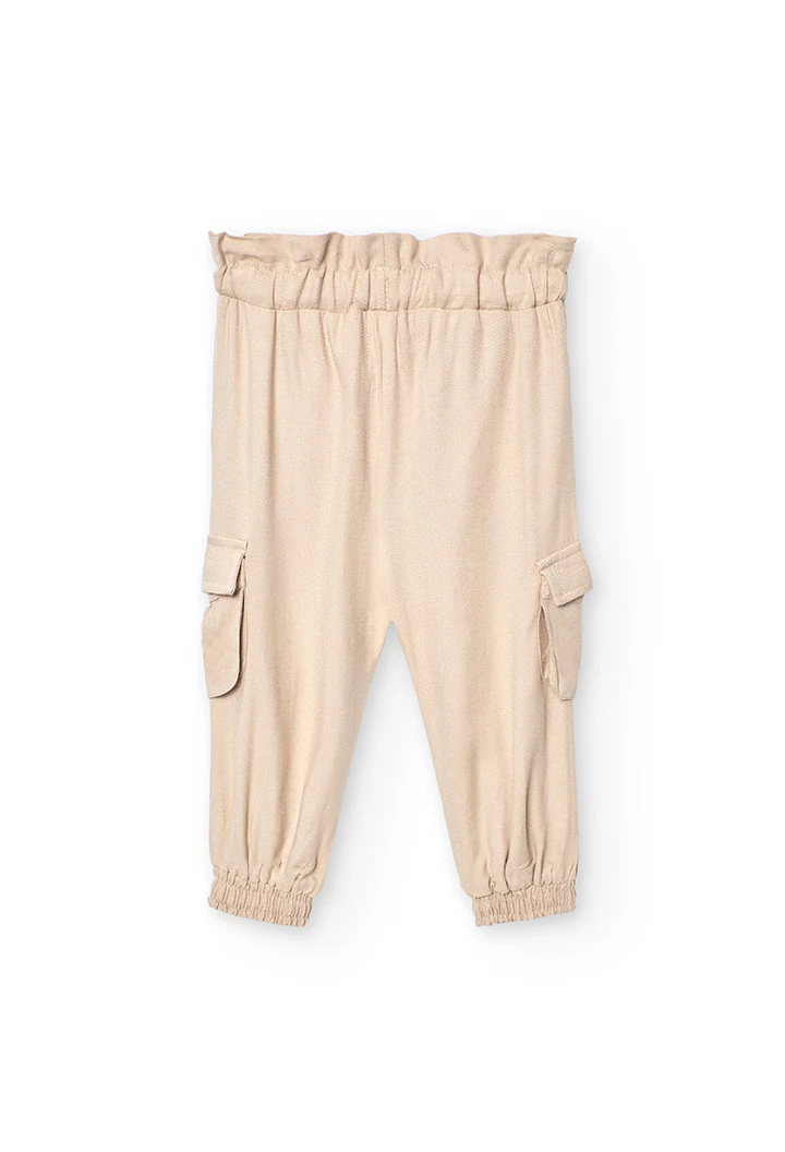 Pantalon en sergé pour bébé fille en couleur beige