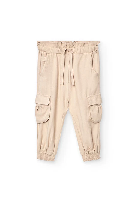 Pantaloni di twill per bambina in colore beige