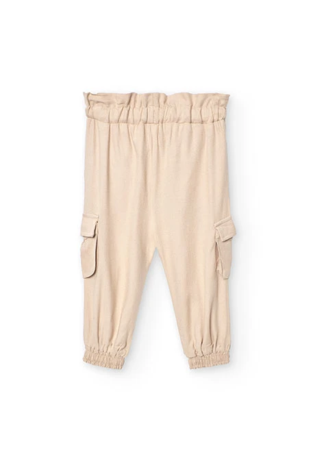 Pantalón de sarga para bebé niña en color beige