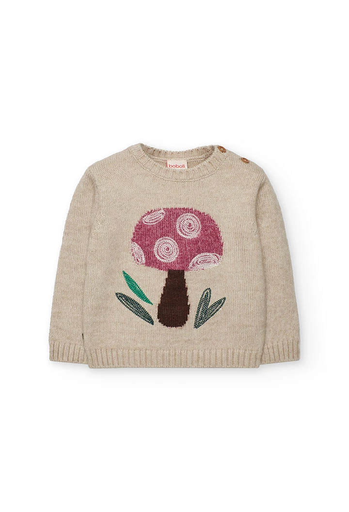 Beige printed girl´s jumper