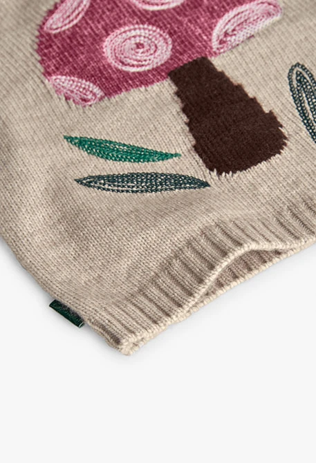 Beige bedruckter Mädchenpullover