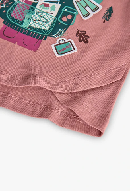 Camiseta niña de algodón rosa