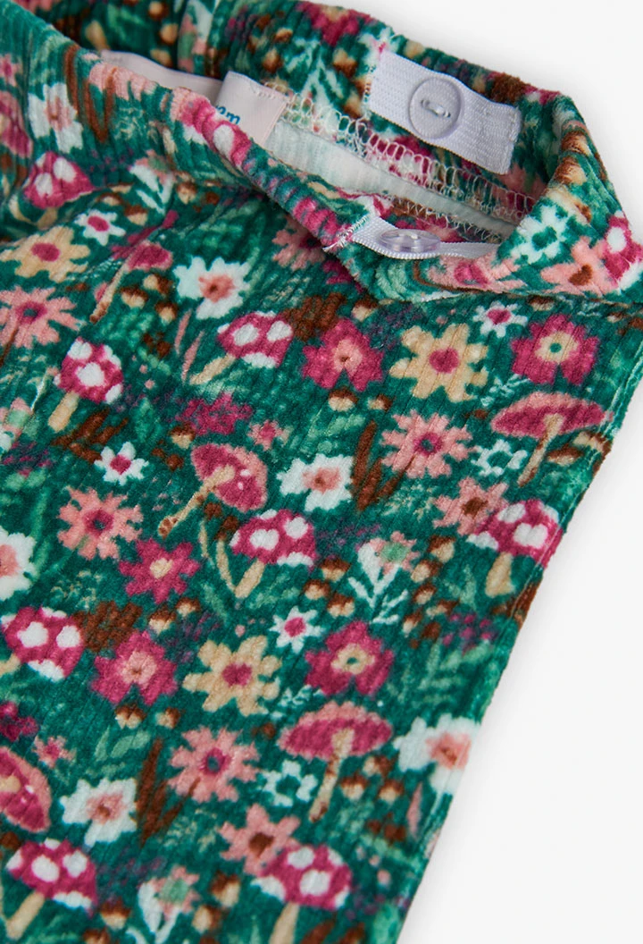 Grüne Blumenleggings