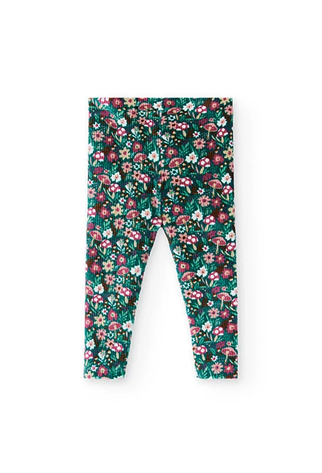 Leggings a fiori verdi