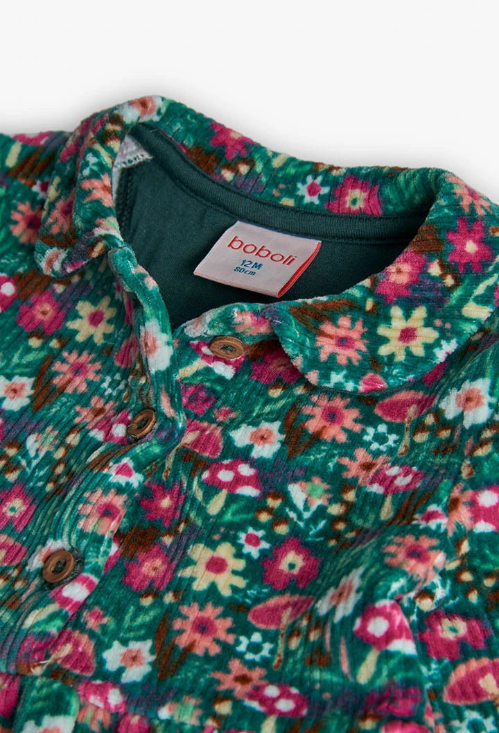 Vestido de punto flores verdes