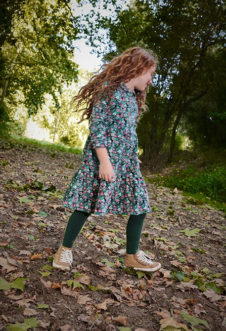 Abito in maglia con fiori verdi