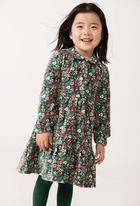 Robe en maille fleurs vertes