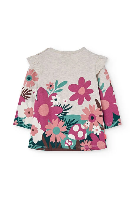 Beiges Strickkleid mit Blumen