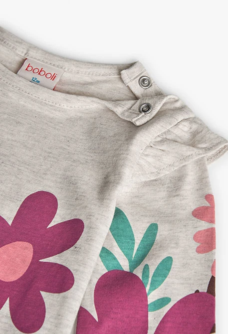 Vestido de punto beige con flores