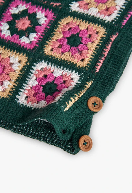 Gilet fille à carreaux tons verts