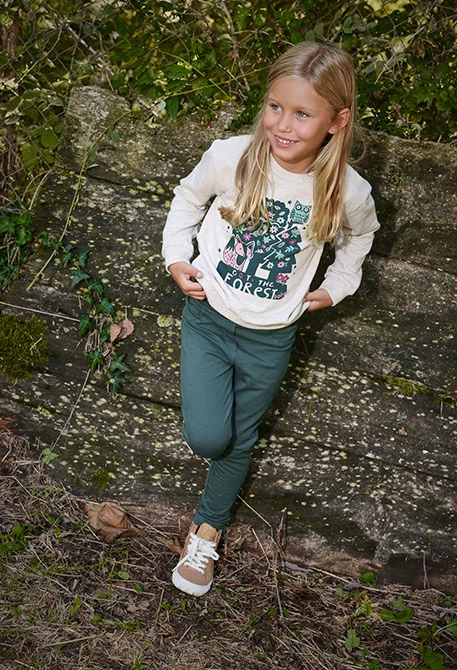 Completo bambina in maglia beige