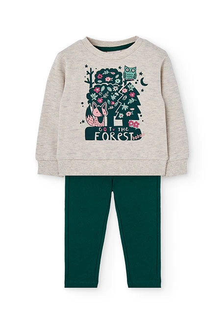 Beiges Strickset für Mädchen