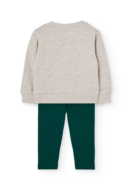 Completo bambina in maglia beige