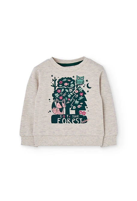 Completo bambina in maglia beige