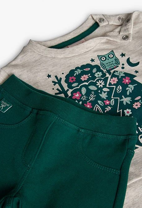 Conjunto menina de malha bege