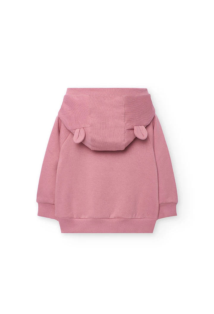 Camisola de menina de felpa rosa com flores