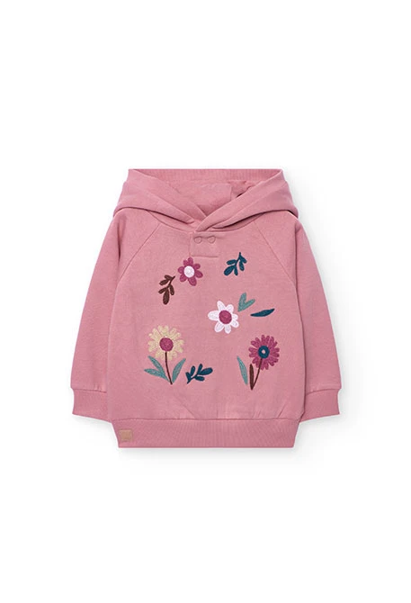 Girl´s pink floral fleece sweatshirt
