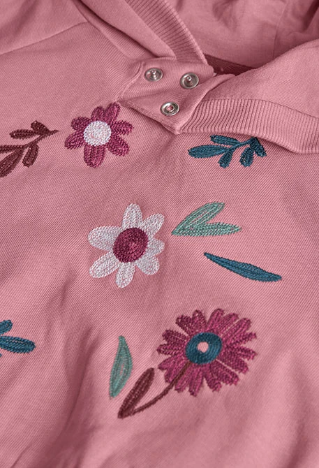Girl´s pink floral fleece sweatshirt