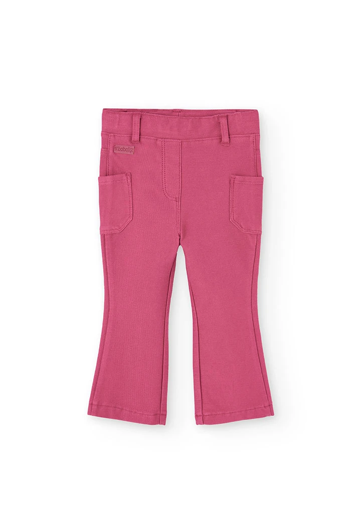 Pantalon fille en maille fraise