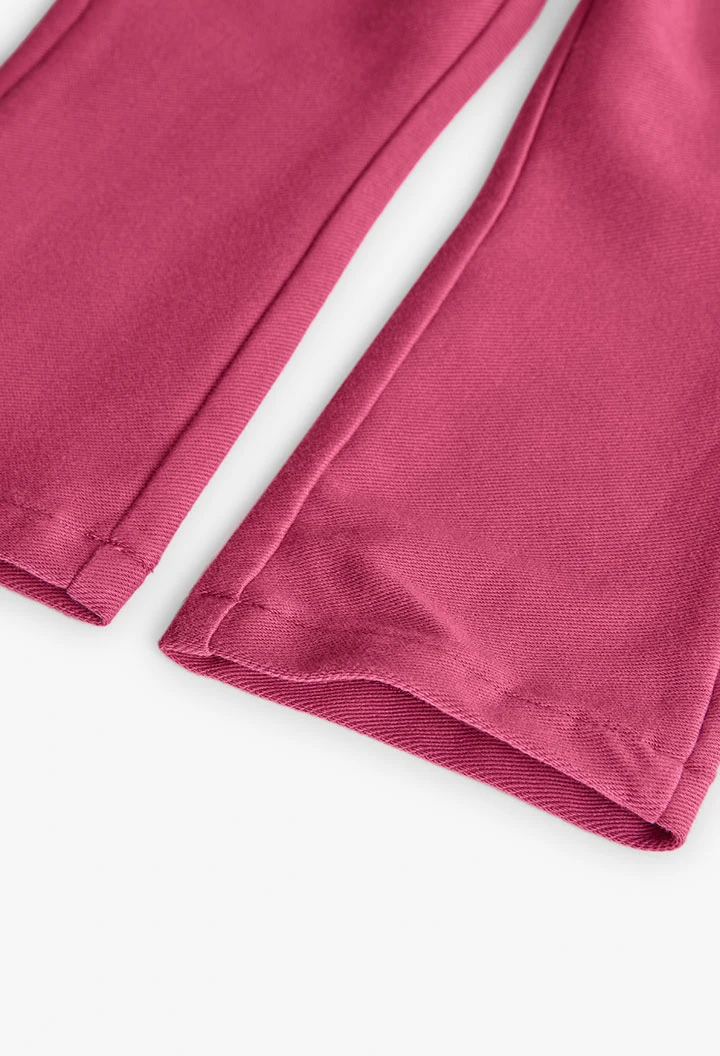 Pantalon fille en maille fraise