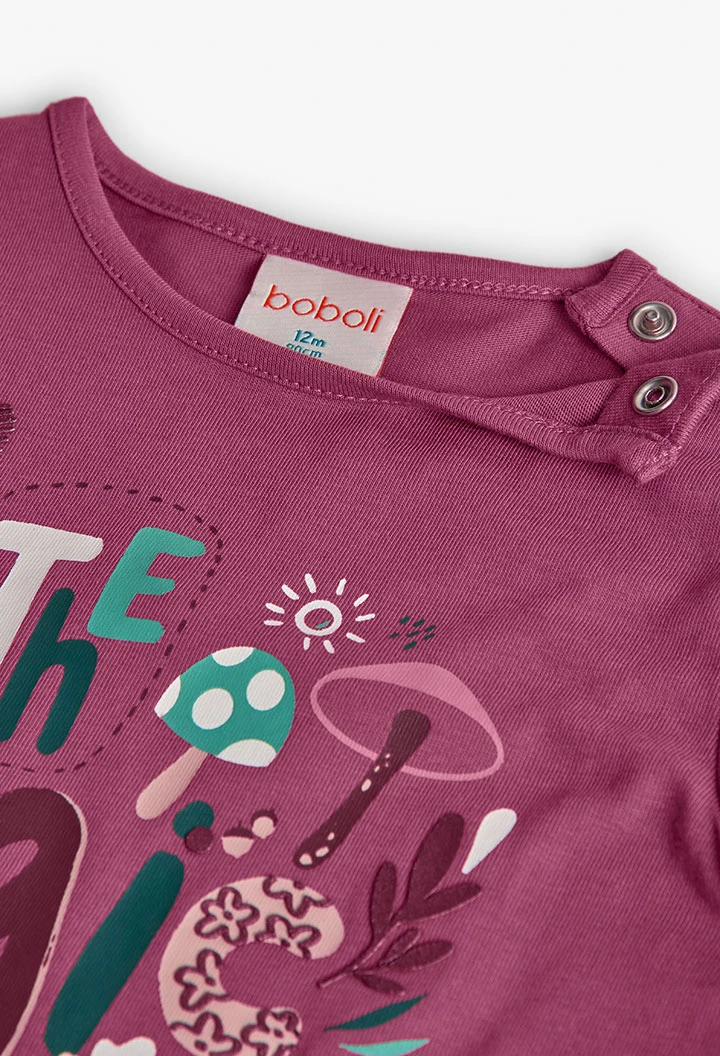 T-shirt de menina de algodão fresa