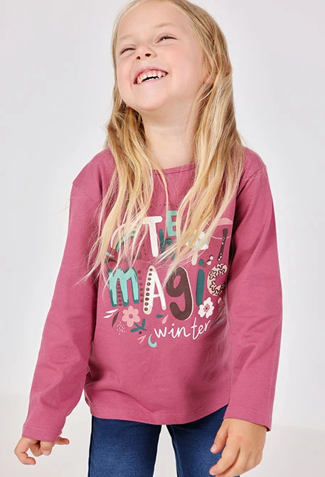 Maglietta bambina in cotone fragola