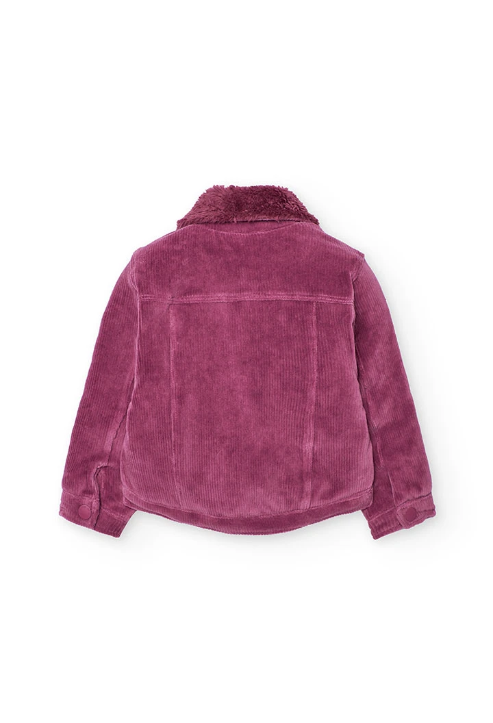 Veste fille en velours côtelé couleur fraise